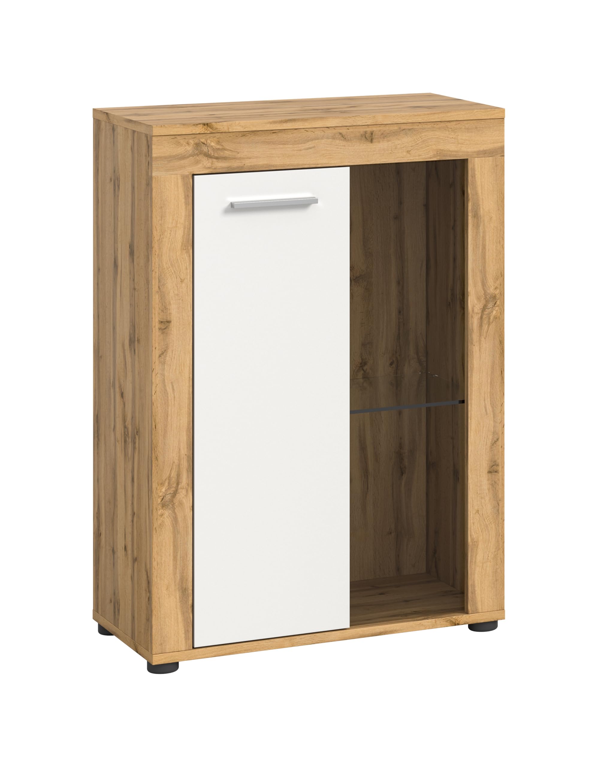 xonox.home Wohnen Jam X8BK6T40 - Vitrina de Cristal (melamina, melamina, Roble Wotan, 600 x 86 x 35 cm), Color Blanco