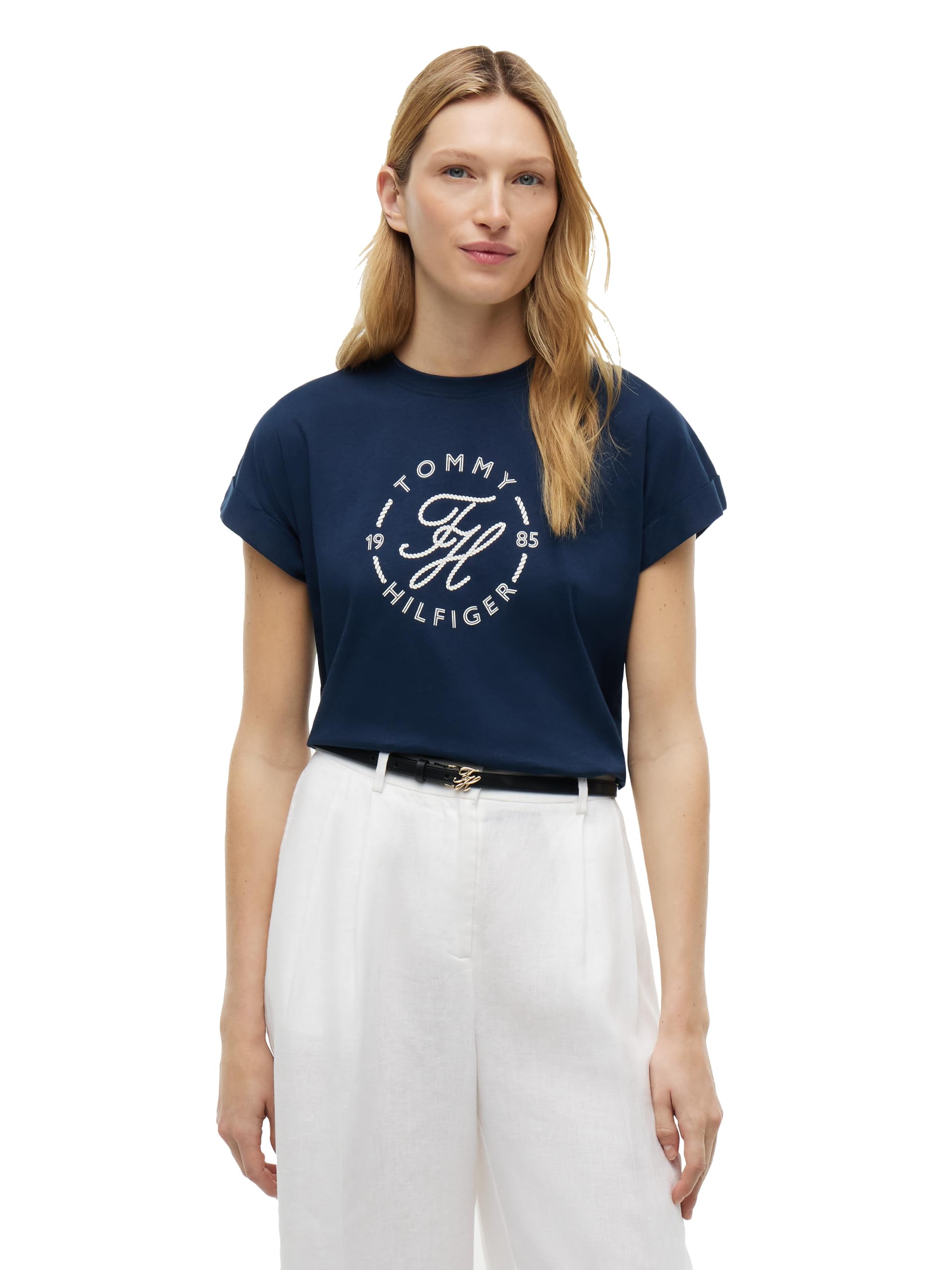 Women's Short Sleeve Cotton Graphic Logo Crew Neck T-Shirts