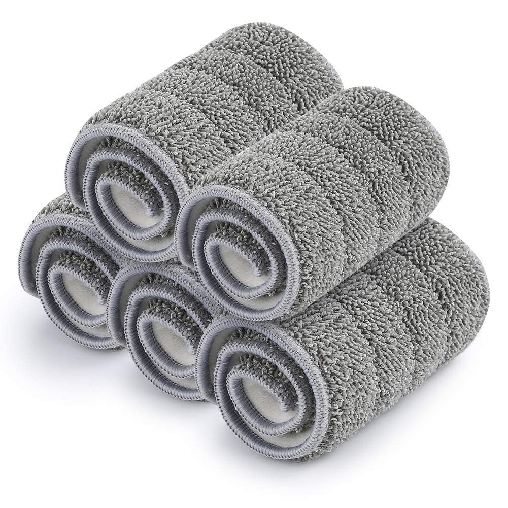 HOME CUBE 5 Pc Flat Mop Head Refill Replacement Microfiber Mop Pads for Wet & Dry Mops Floor Cleaning Pads - (36x11cm)