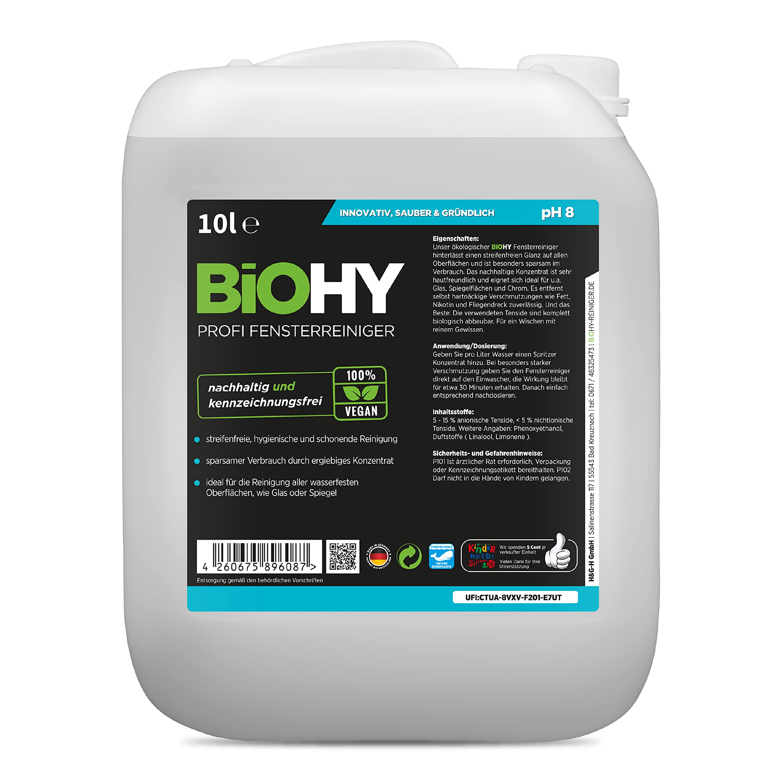 BiOHY BiOHY Profi Fensterreiniger-Set 10 Liter Kanister + Zubehör () | | Profi Fensterreiniger | Auslaufhahn | Dosierer | Mischbehälter | Abzieher | Ökologisches Reinigungsmittel für nachhaltiges