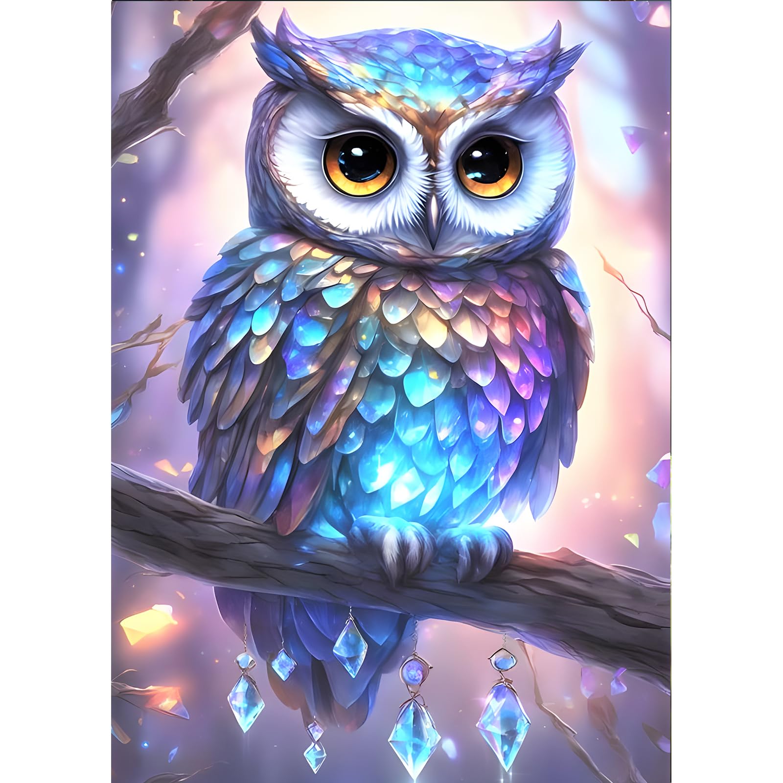 DPHERO Kit Diamond Painting Con Gufo Luminescente, Tela 12x16 Pollici, Drill Rotondo, Completo Di Strumenti, Per Adulti E Bambini