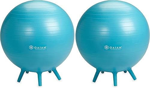 Gaiam - Silla de bola de equilibrio, silla de oficina ergonómica sin rollo y silla de bola de yoga para escritorio de oficina en casa con guía de