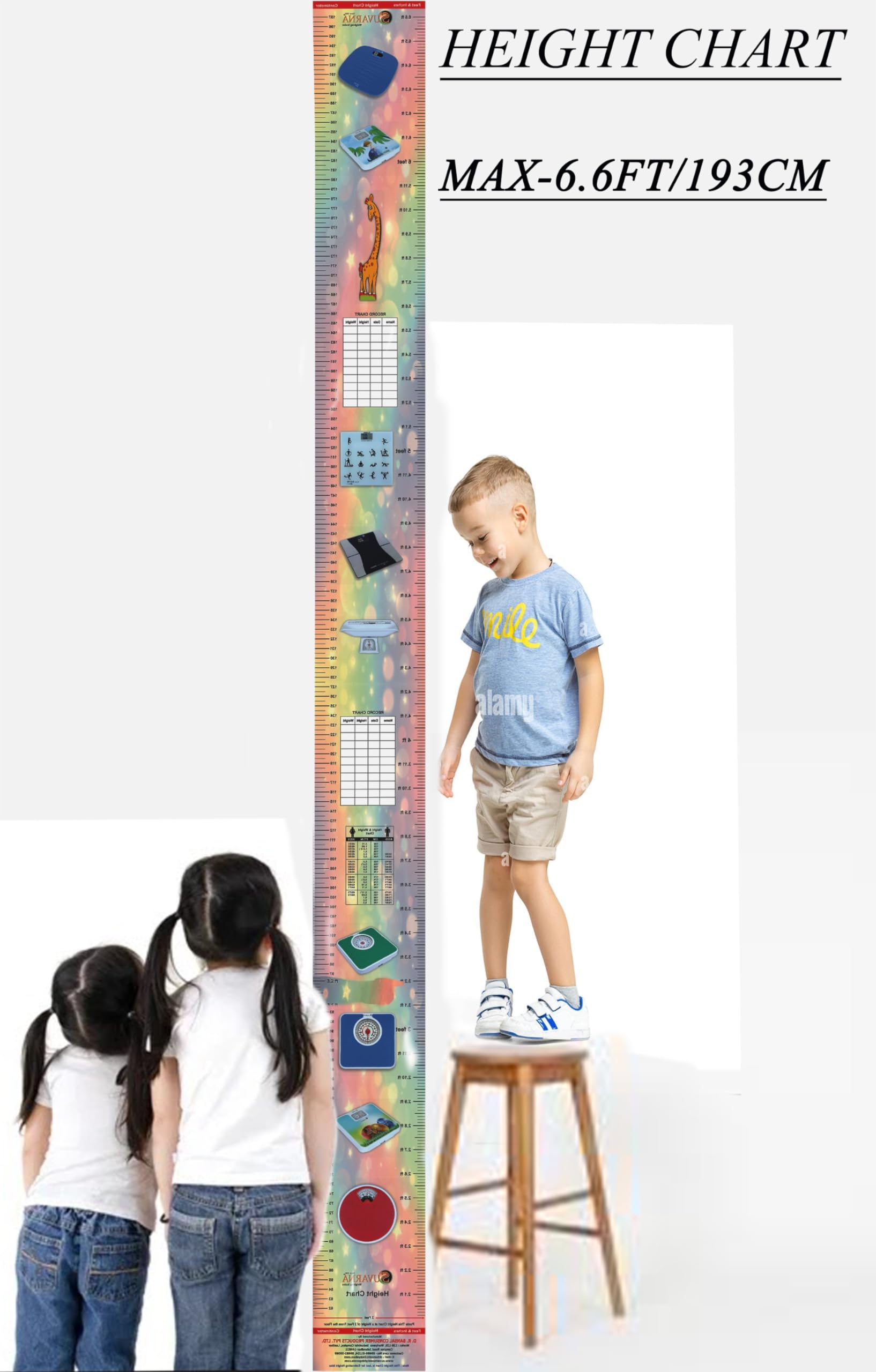 Suvarna - Height Chart with Two Sides Perfection for Both Kids and Adults|| 2 Way Height Check (Feet, Inches & CM) Easy to fix on The Wall - Image 3 thumbnail