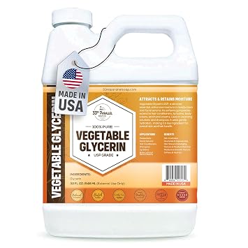 Vegetable Glycerin USP Grade 32 oz Liquid Natural, Non-GMO | Cosmetics, Skin, Hair Care, Soap Making, DIY Beauty | Excellent Humectant Qualities, Amazing Skin & Hair Benefits | 32 FL OZ