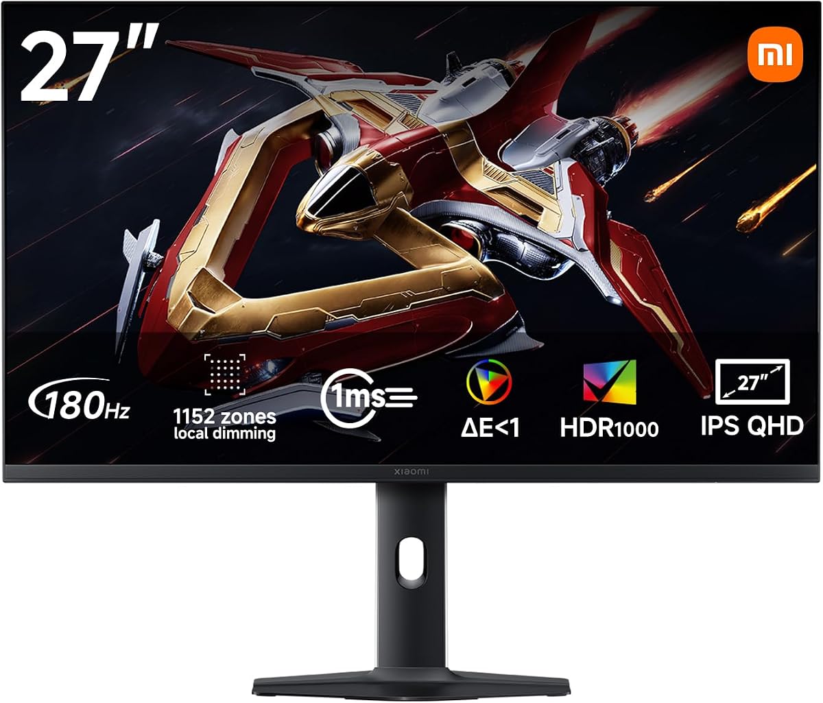 XIAOMI 2K Mini-LED Gaming Monitor 27 Zoll, 180Hz, 1152 Zonen, P27QDA-RGPGL | 1ms GTG, FreeSync, 2000 Nits, HDR 1000, Fast IPS, 100% sRGB, 95% DCI-P3, Adobe RGB 97%, ΔE < 1 (HDMI 2.0/DP 1.4)
