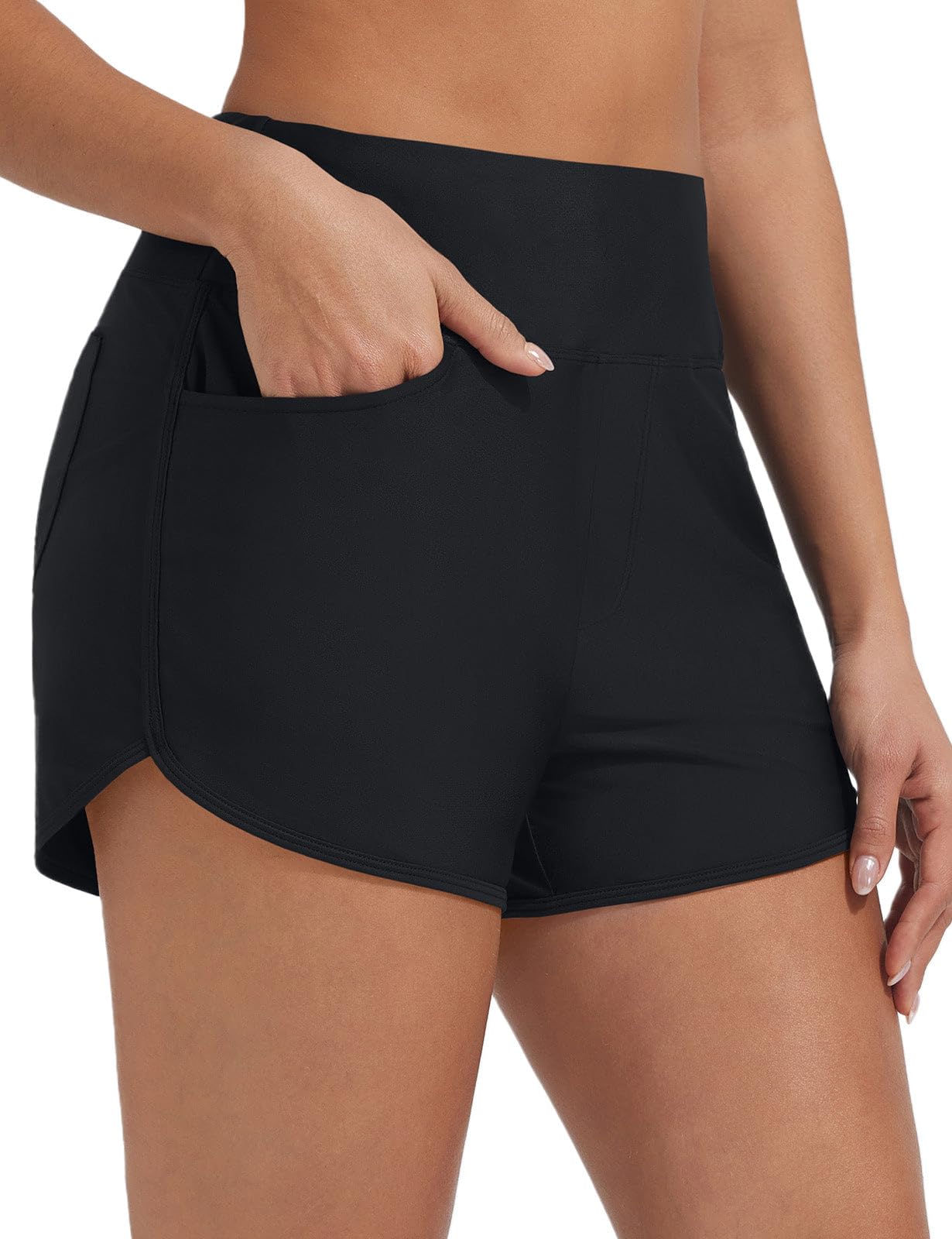 baleaf Women's 3" Swim Board Shorts High Waisted Bathing Suit Bottoms for Swimming with Liner Pockets UPF 50+-picture-45