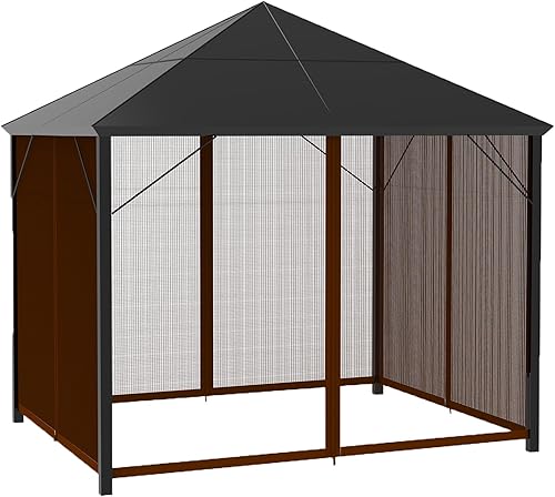 Miniatura 1 de Garden lucky Malla de repuesto para kiosco al aire libre, 4 paneles para patio, jardín, patio trasero (10 x 10 pies, marrón, solo red)