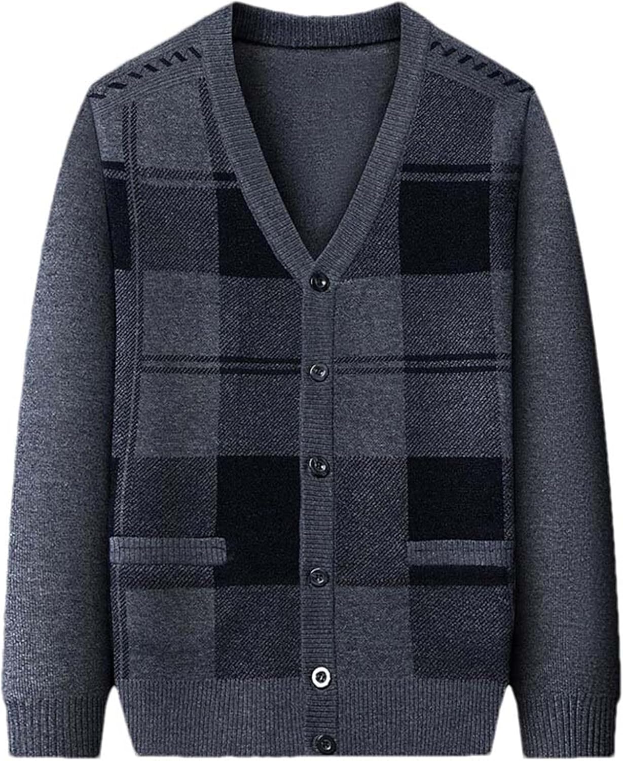 Men's Cardigan Non Plush Casual Long Sleeved Sweater Warm V-Neck Cardigan Coats