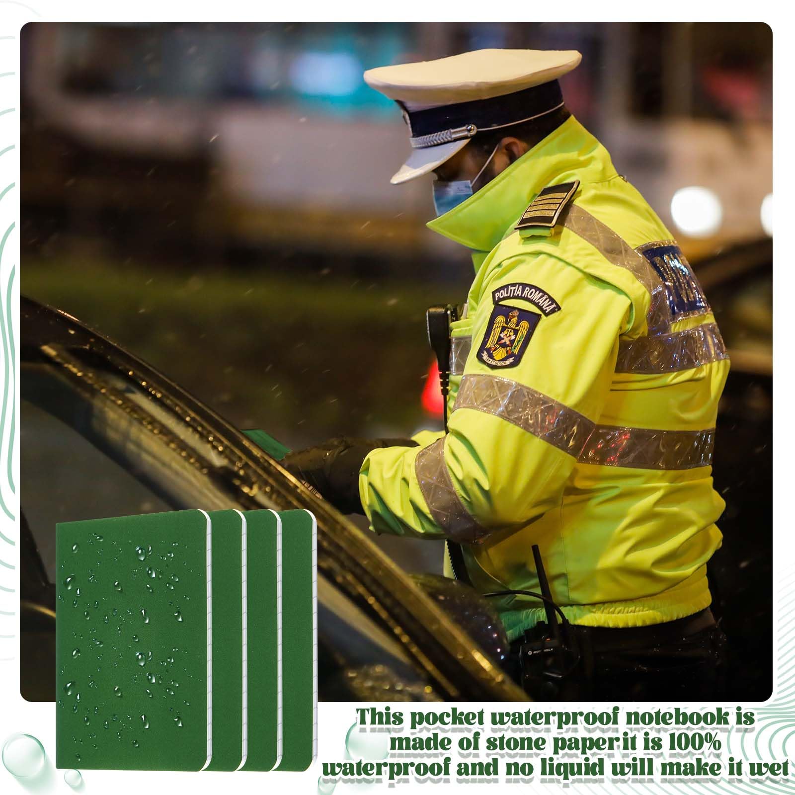 Qeeenar 12 Pcs Waterproof Pocket Notebook 3.2" x 4" Field Notebook Green All Weather Notepad Small Rain Waterproof Notepad for Memo Travel Outdoor Tactical Activities Write, 32 Sheet, 64 Page - Image 6