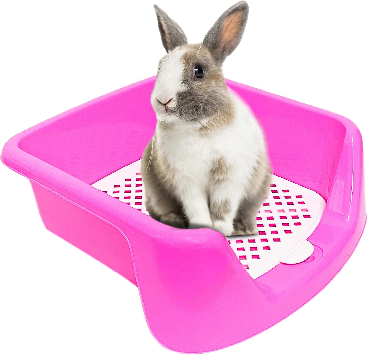 kathson Large Rabbit Litter Box Pet Cage Potty Corner Toilet Trainer Pan with Grate for Bunny Guinea Pig Chinchilla Ferret Puppy Small…