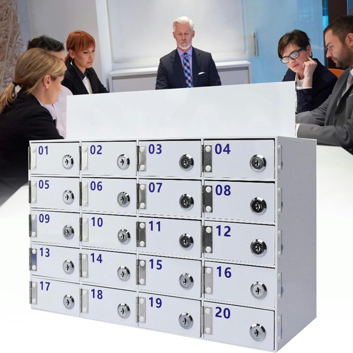 Wall-Mounted Cell Phone Organizer Cabinet, Acrylic Mobile Phone Storage Locker, Secure Phone Safe Deposit Box for Schools, Offices, and Events