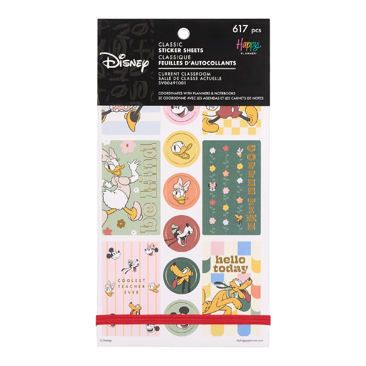 Happy Planner Disney Sticker Set for Planners, Calendars, and Journals, Easy-Peel Stickers, Scrapbook Accessories, Current Classroom, 30 Sheets, 617