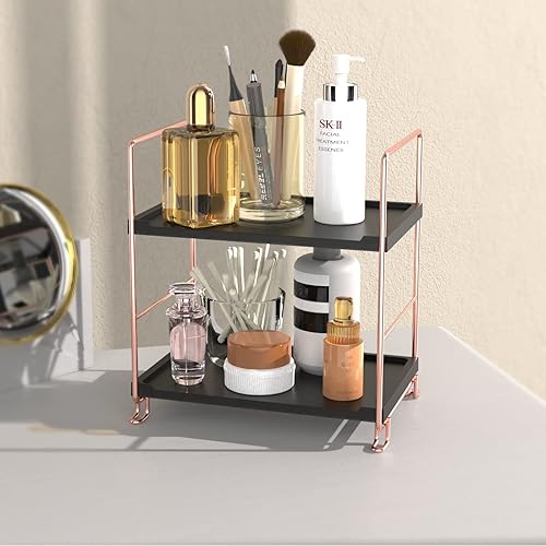 Vista 15 de Organizador de 2 niveles para encimera de baño, organizador de perfumes, estante de maquillaje, bandeja de almacenamiento o estante de especias