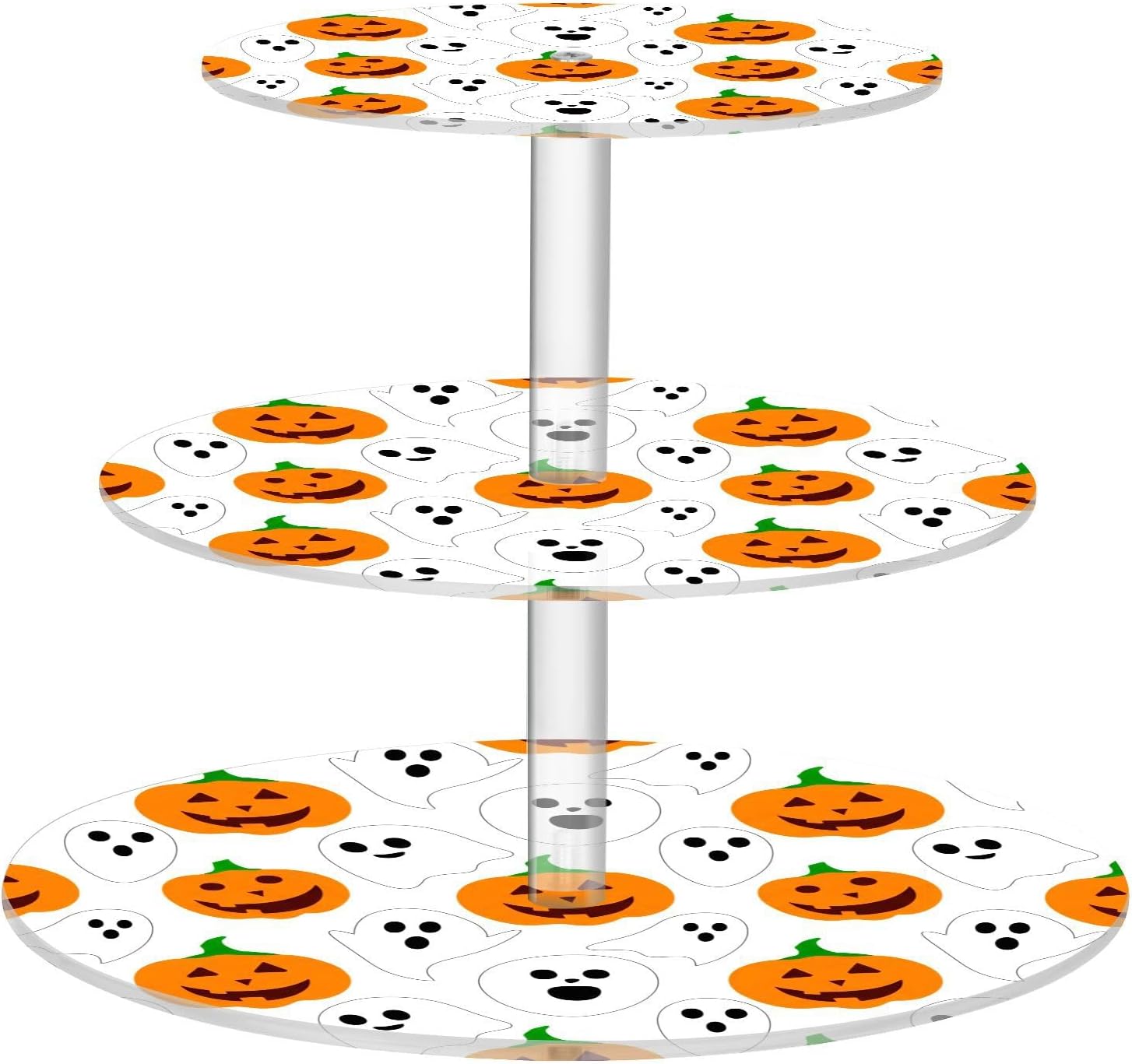 Ghost Pumpkin Halloween 3 Tier Acrylic Cupcake Stand, Cupcake Stand for 34 Cupcakes for Weddings,Christmas,Holidays,Parties,Birthday,Printed Cupcake Tower 23301120