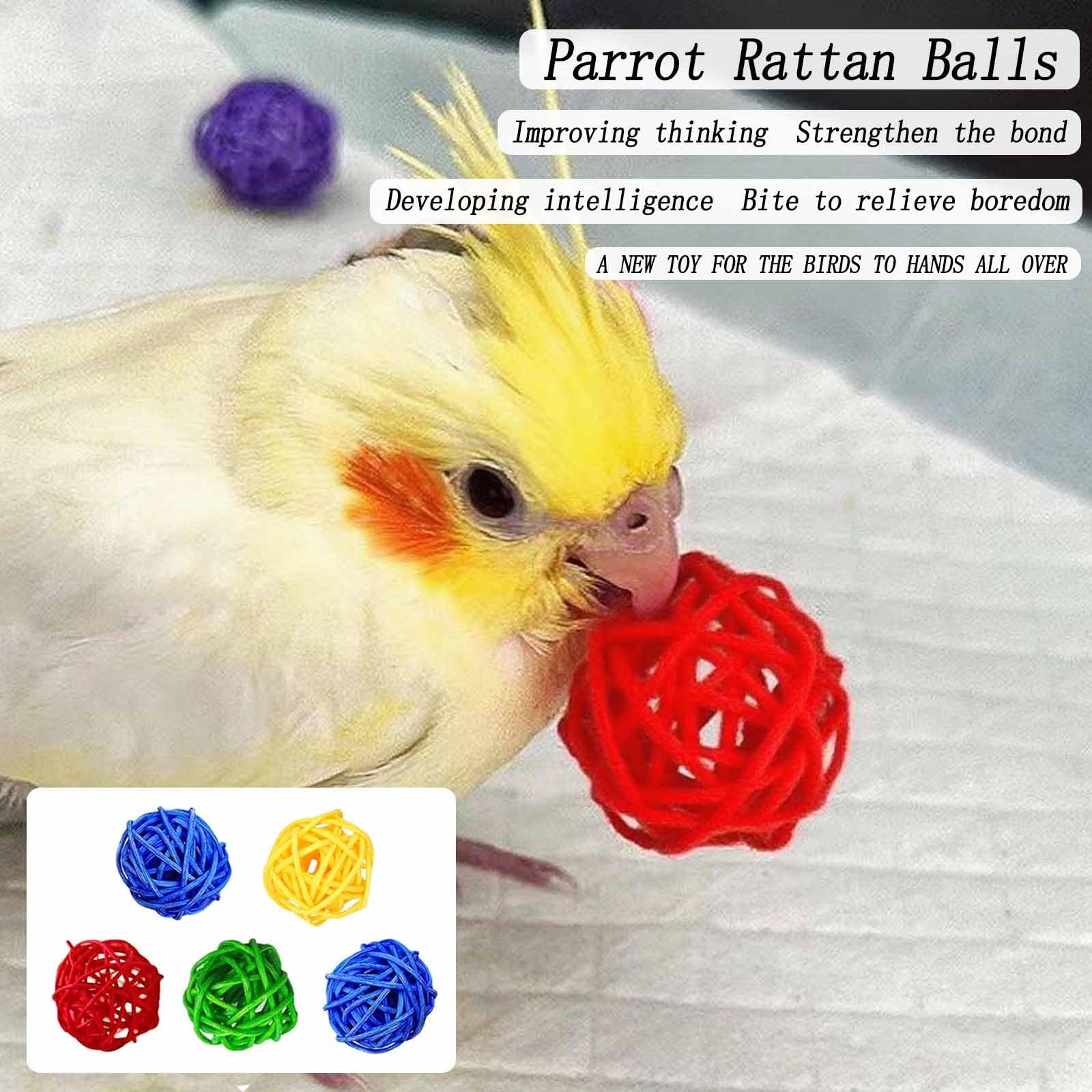 8 PCS Natural Wood Bird Perches Stand for Cage, 5 PCS Parrot Rattan Balls, Wooden Hanging Multi-Branch Perches Platform, Hammock Swing Toy for Parakeets, Budgies, Cockatiels, Conures, Macaws (13 PCS) - image 6
