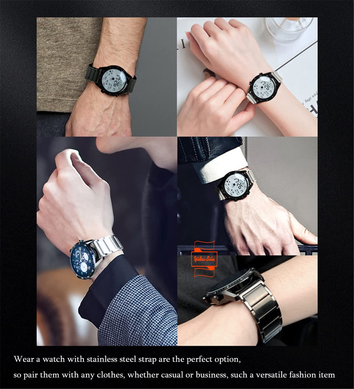 Amazfit Stratos 2, cinturino in acciaio inox, chiusura magnetica, ventilata, cinturino di ricambio intelligente per Samsung Amazfit Stratos 2 22 mm, grigio