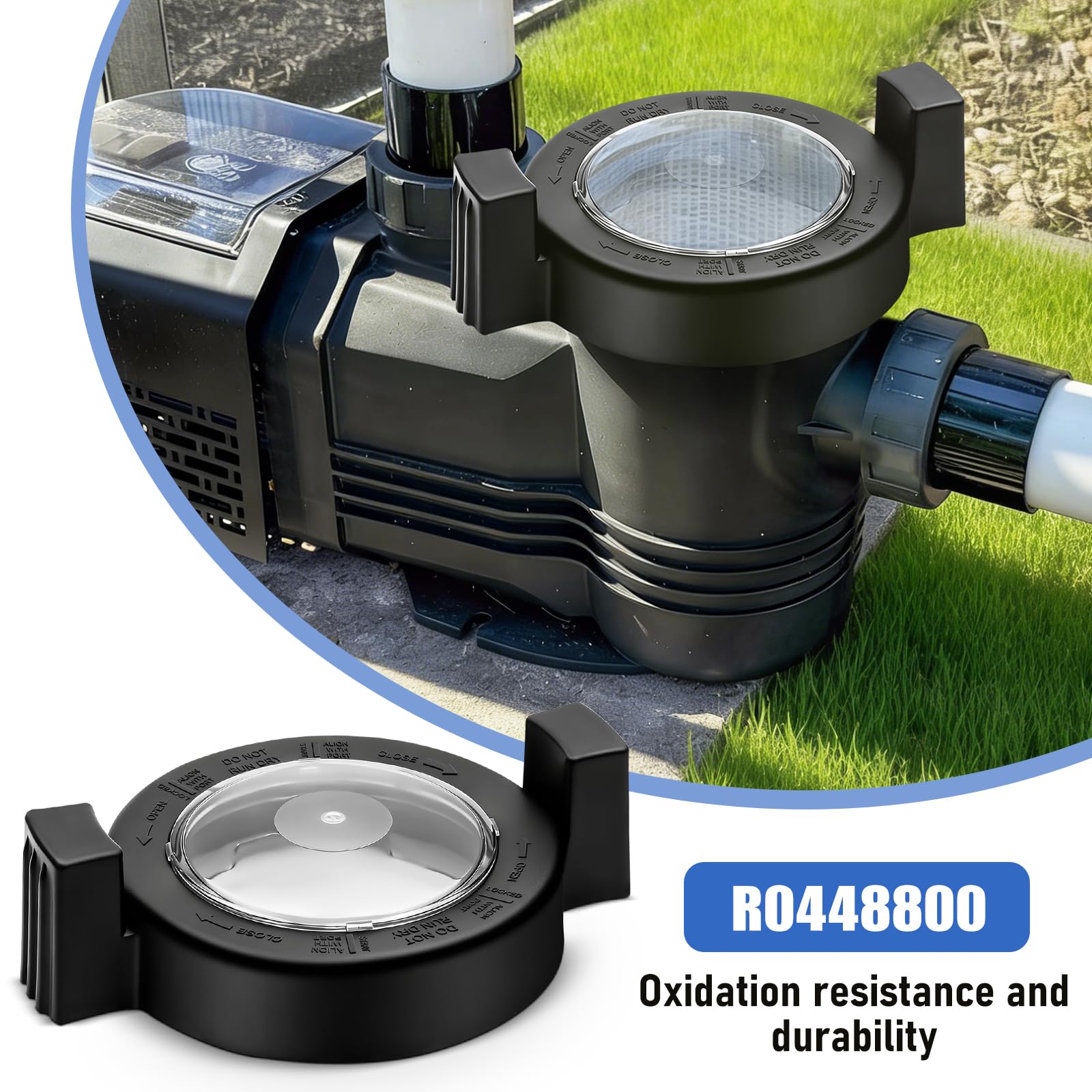 R0448800 Coperchio per pompa per piscina Jandy Coperchio ad anello di bloccaggio con guarnizione di ricambio 19,8 cm compatibile con Zodiac Jandy PlusHP Waterfeature Pool Filter O Ring