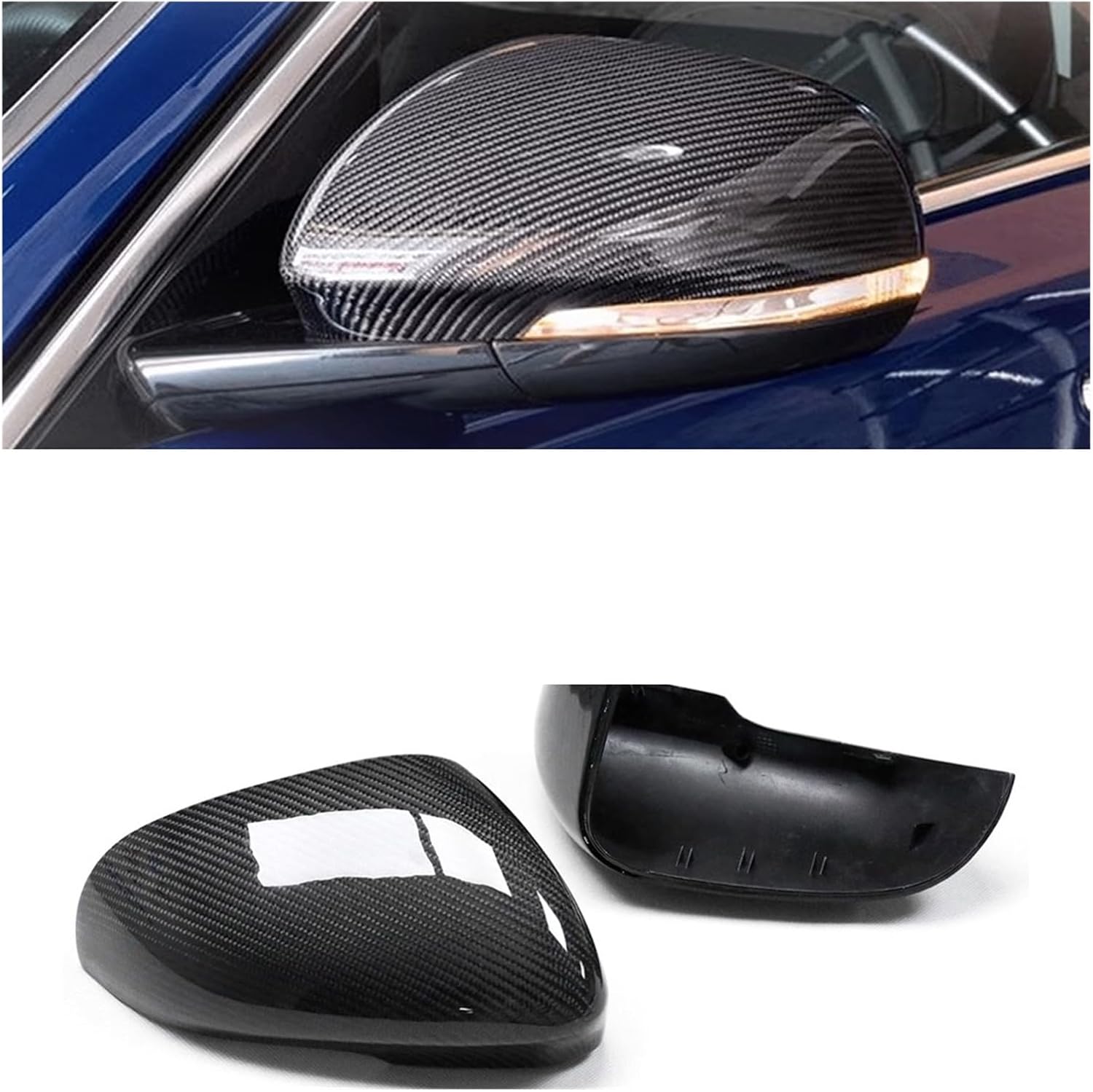 Rearview Mirror Cover Compatible For Jaguar XE XEL XF XFL XK XJL I-PACE Real Carbon Fiber Side Mirror Shells Add On Frame Replacement Case (Color : Sticker Type)