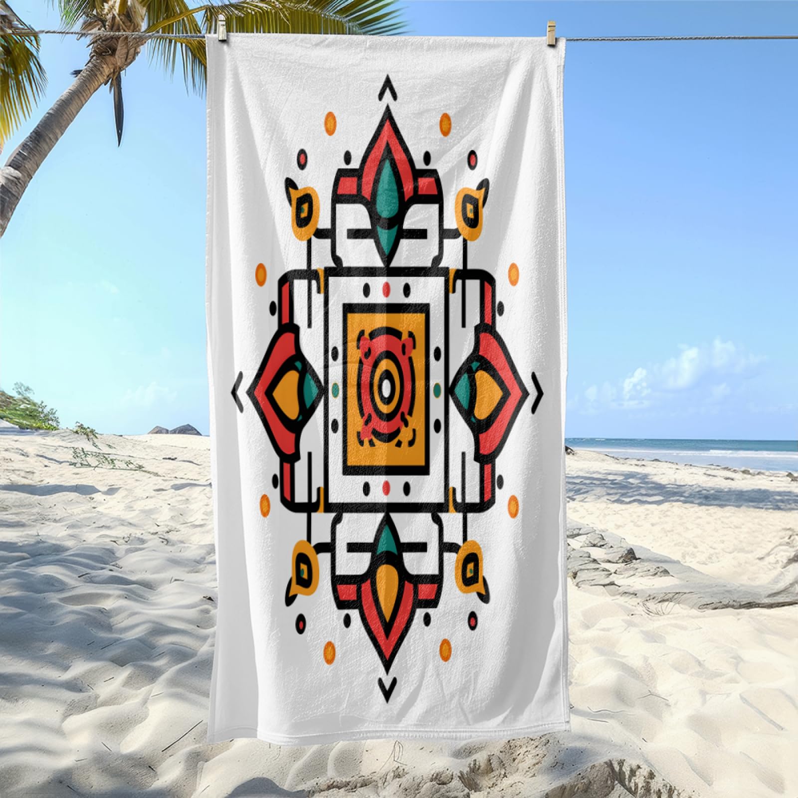 Serviette de Plage Abstract Orange Noir Drap de Plage Anti Sable Portable Serviette de Bain XXL Piscine Toilette Sport Microfibre Ultraléger Towel Absorbant Séchage Rapide 200x220cm