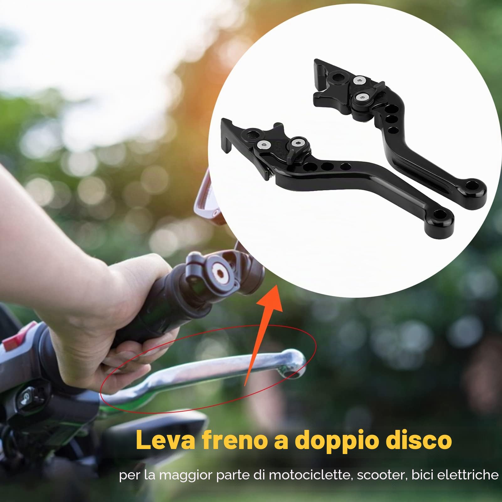 leve freno moto, 2 pezzi Leva frizione freno leva freno universale a doppio disco modificata per scooter moto da cross(Nero)