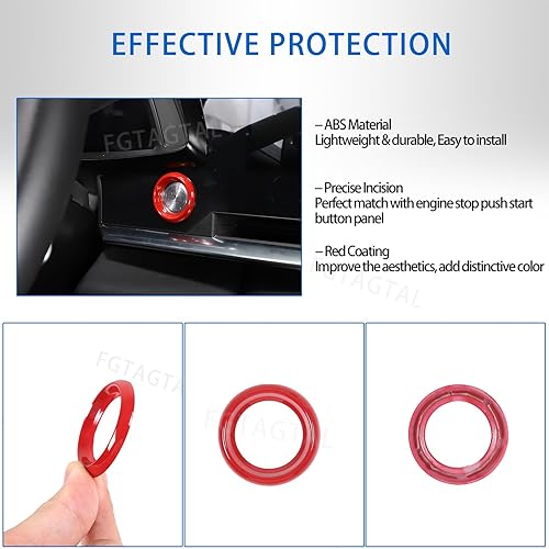 Miniatura 4 de Cubierta del botón de arranque de parada del motor para Chevrolet Corvette C8 Stingray 2020-2024, accesorios de anillo de arranque de encendido ABS