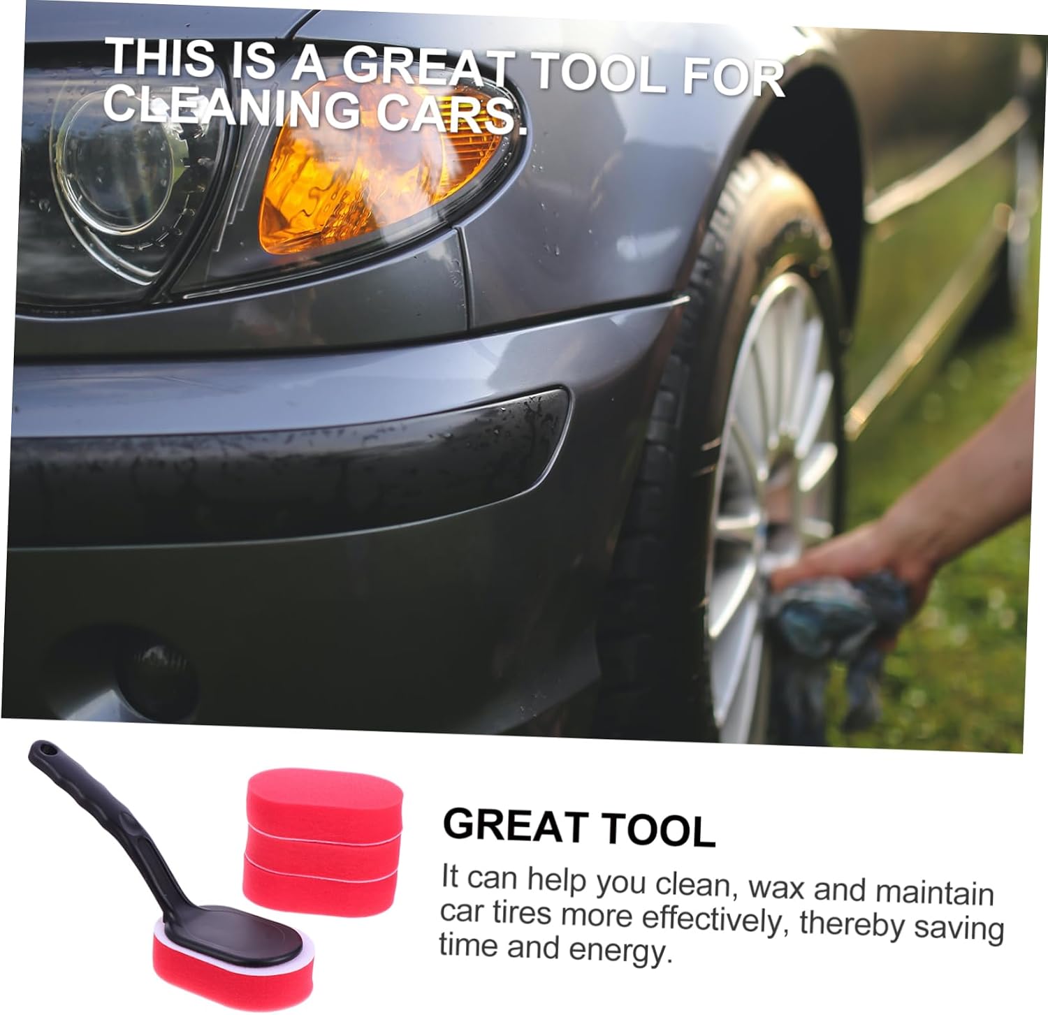 Zerodeko 15pcs Tire Dressing Wax Applicator Set Replaceable Sponge Brush and Handle for Car Cleaning and Maintenance