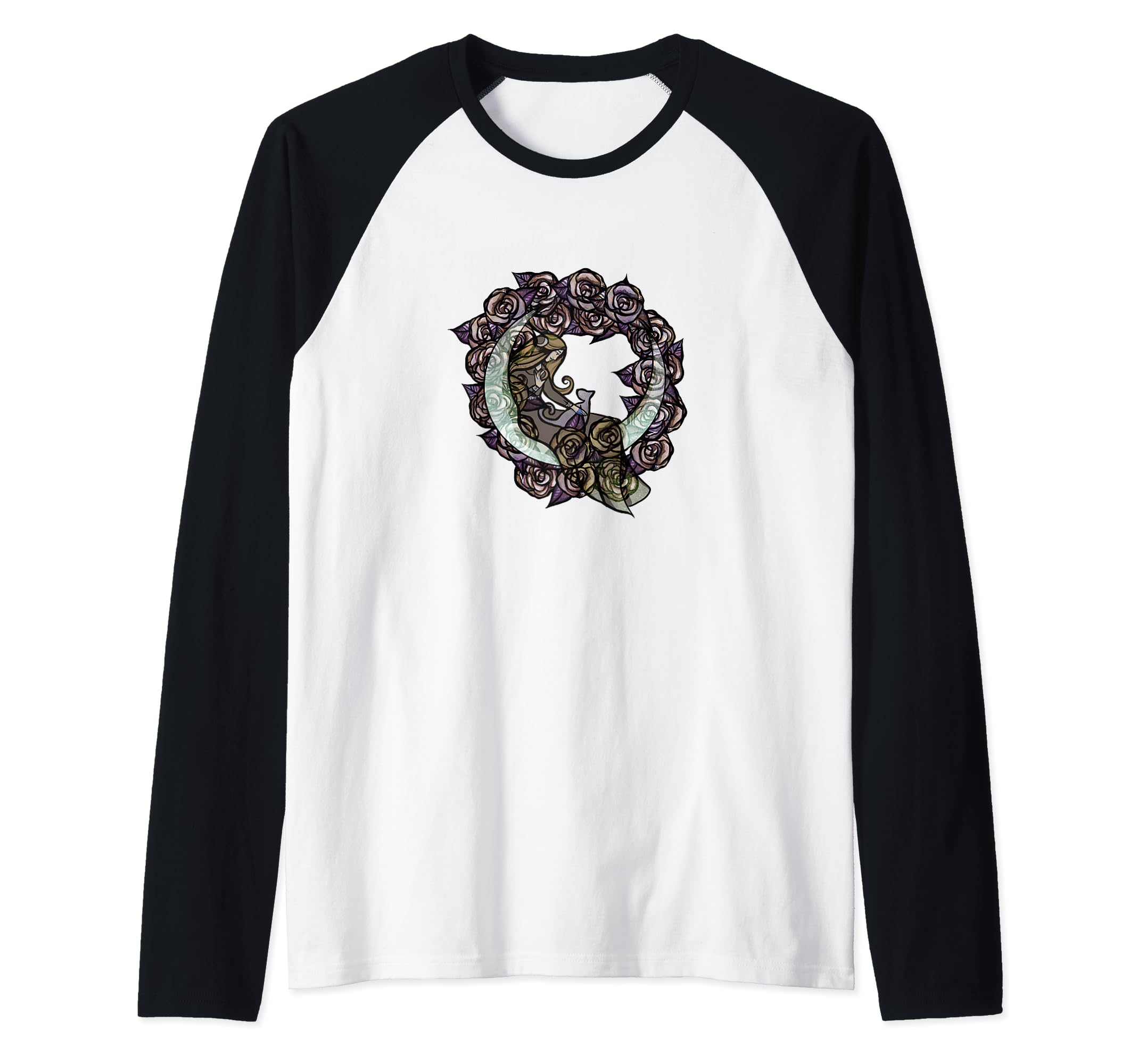 Mauve Moon Child Moon Cat Goddess Art Raglan Baseball Tee