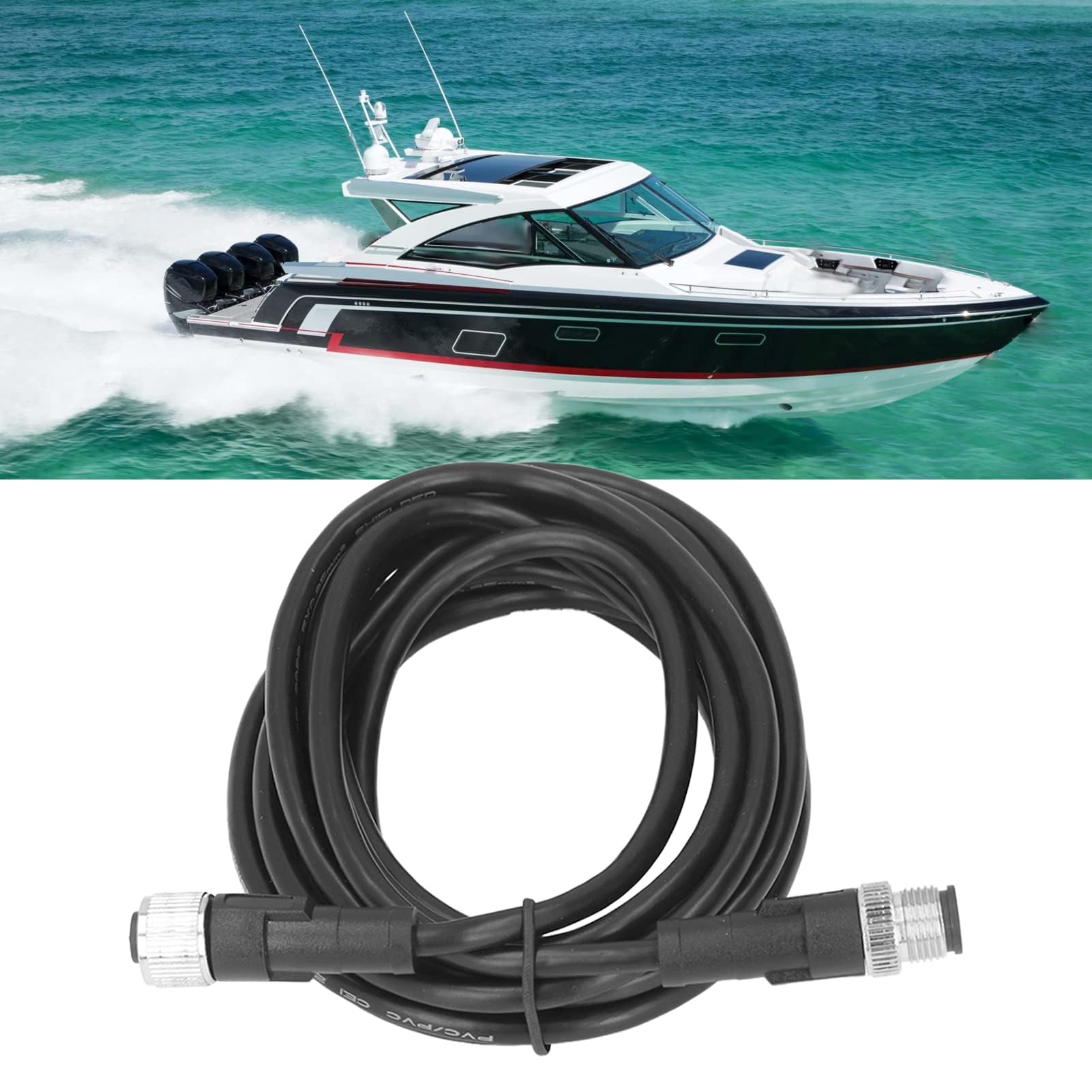 NMEA 2000 Backbone-Drop-Kabel für Boote, EVGATSAUTO Schwarzes ABS-Kabel Ersatz (4 Meter)