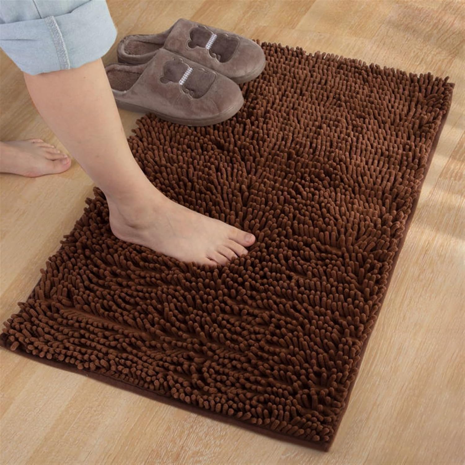 Reyox Soft Durable Thick Chenille Bath Mat Water Absorbent Fast Dry Bathroom Rugs Non Slip Bath Rugs for