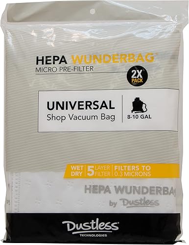 Miniatura 2 de HEPA Dustless Technologies - Bolsas de prefiltro universales de alta capacidad para aspiradoras húmedas y secas, paquete de 2, para contratistas,