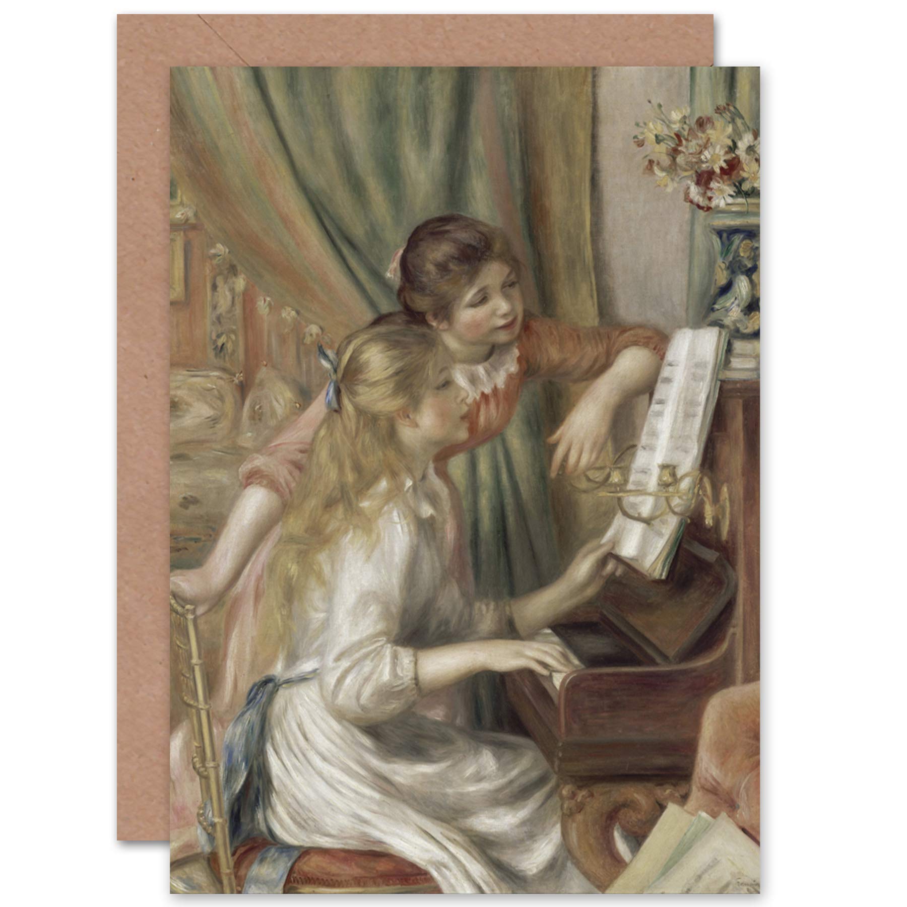 Artery8 Girls Young At The Piano Renoir Fine Art Greeting Card Plus Envelope Blank Inside