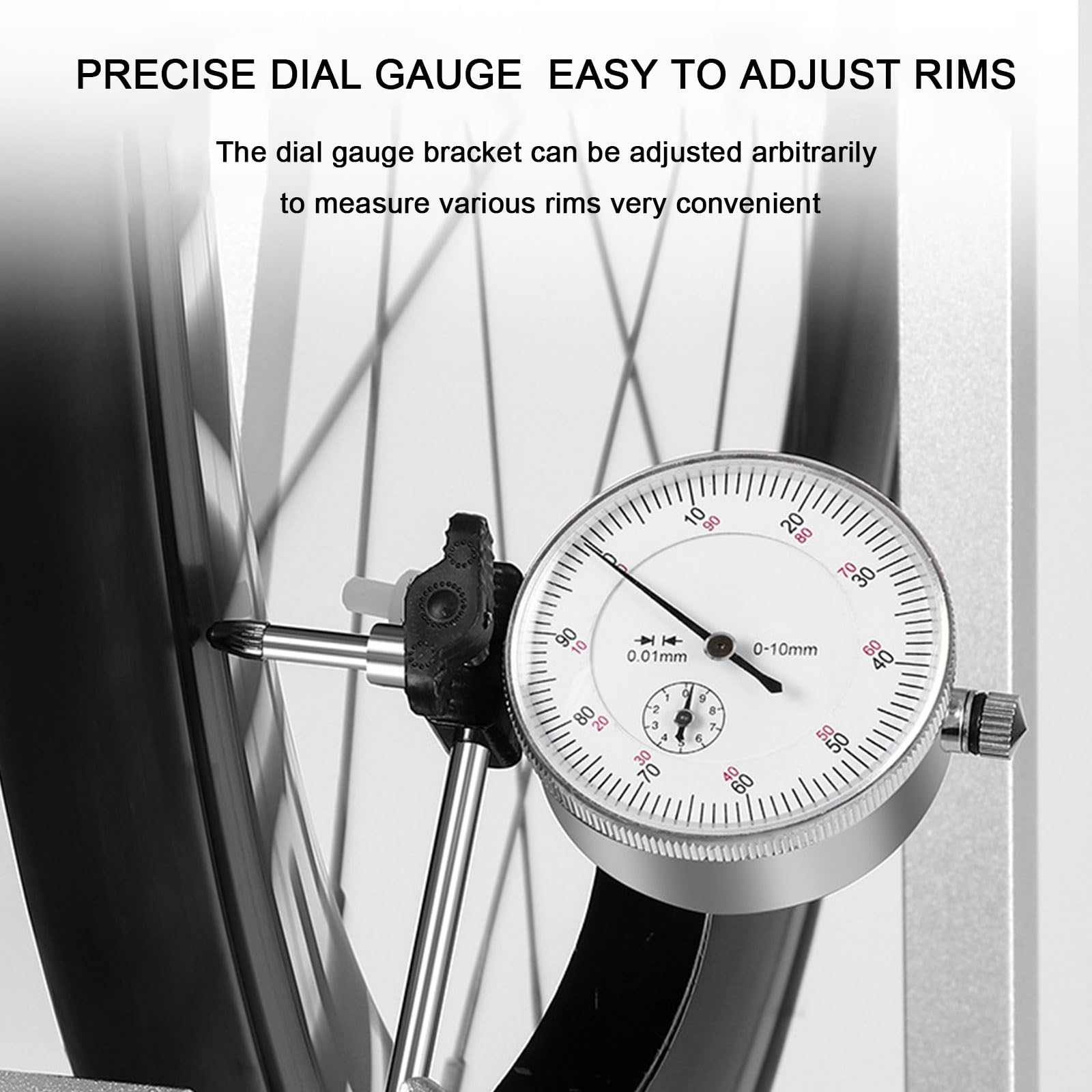 Zentrierständer für Fahrradräder, Zentrierständer aus Aluminium mit Messuhr für 16-29 Zoll Räder und 700C Räder, Zubehör für Reparatur und Kalibrierung von Fahrrad-Radausrichtungen