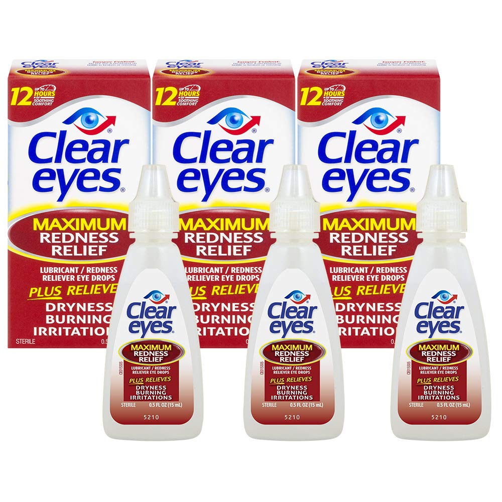 Clear Eyes Maximum Redness Relief Eye Drops Relieves Drying, Burning
