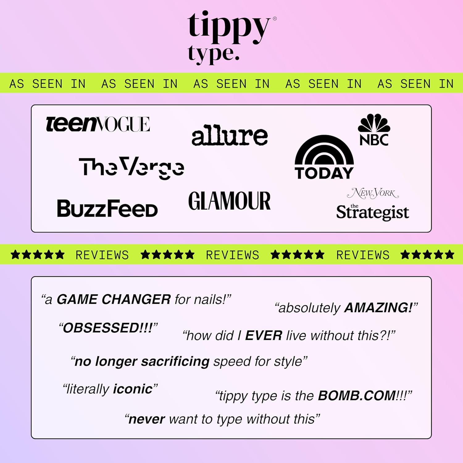 TIPPY TYPE Raised Keyboard Cover for Long Nails – Fits Logitech MX Keys S Full-Size Keyboard - Silicone - The Original - Comfortable Typing, Quiet, Nail Protection (Cotton Candy Pink)