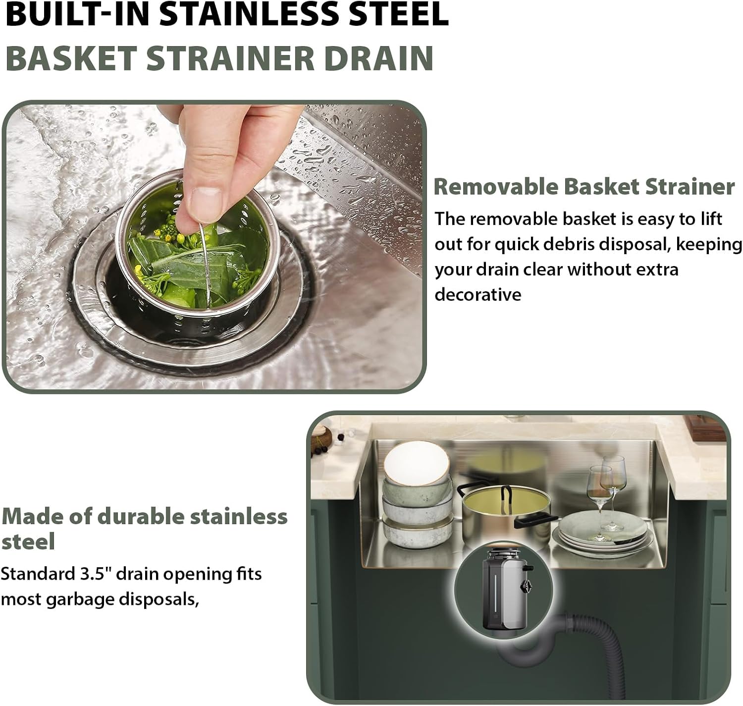 Mocoloo 30 Inch Undermount Kitchen Sink - 30" x 16" T304 Stainless Steel Handmade Single Bowl Round Corner Under Counter 9" Deep Basin