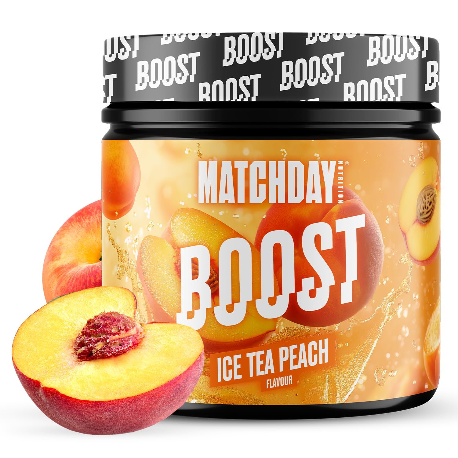 MATCHDAY NUTRITION Booster - 90 minutes de football à plein gaz - Booster ATP avec acides aminés et glucides - Plus de rapidité, d'explosivité et d'endurance - 20 portions (Ice Tea Peach)
