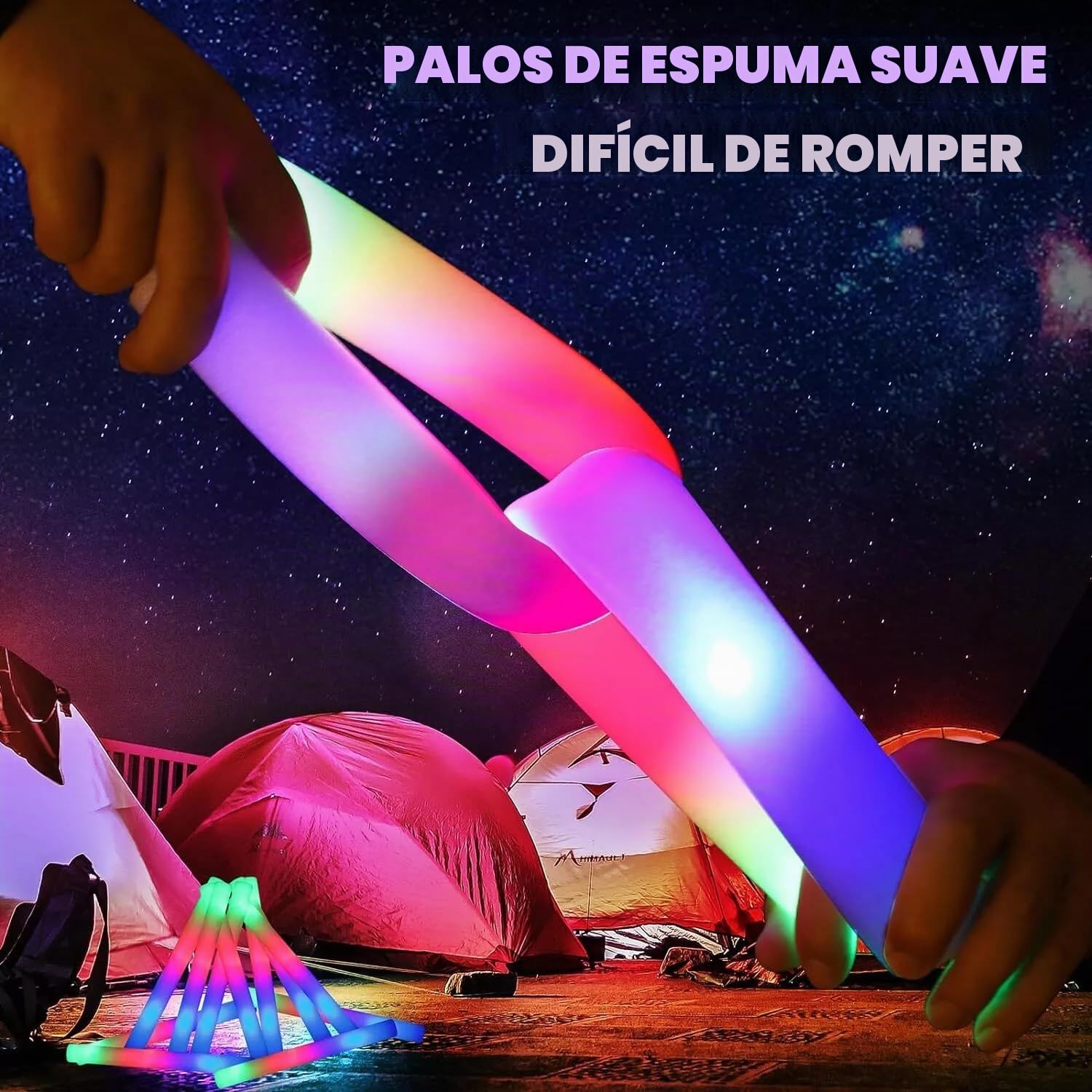 200 Unidades Palos de Espuma Led, Palos Led, Barra Luz Varita Luminosa, 3 Modos, Bastones Luminosos multicolor, Juego de luces para Fiestas, Bodas, Celebraciones