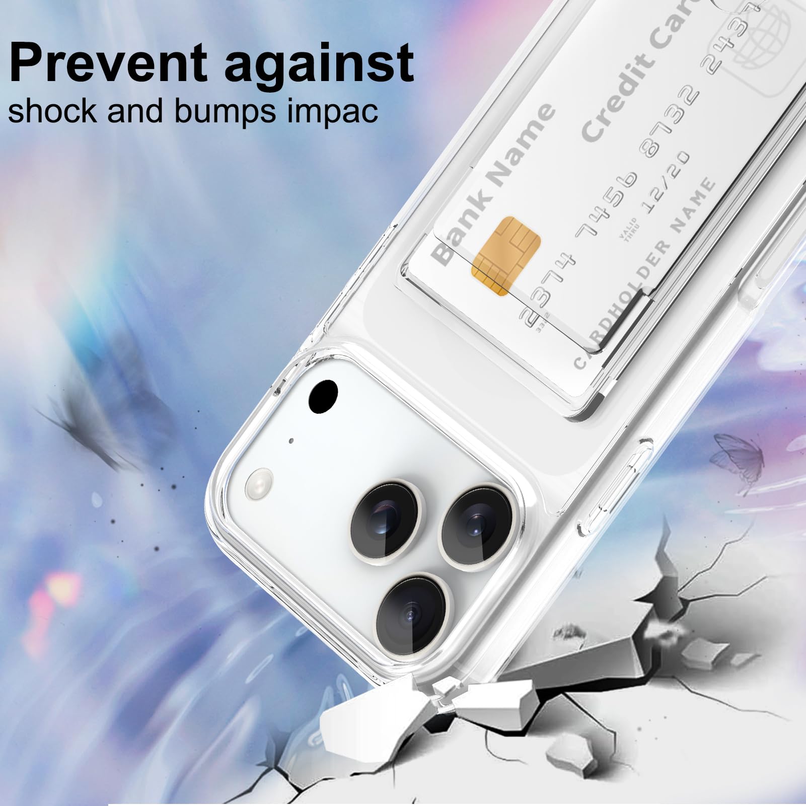 Gukalong Schutzhülle für iPhone 17 Pro Max, 17 cm (6,9 Zoll), hartes Polycarbonat, strapazierfähig, stoßfest, kratzfest, mit Kreditkartenhalter, Ausweisfach, Anti-Vergilbung, transparente Schutzhülle