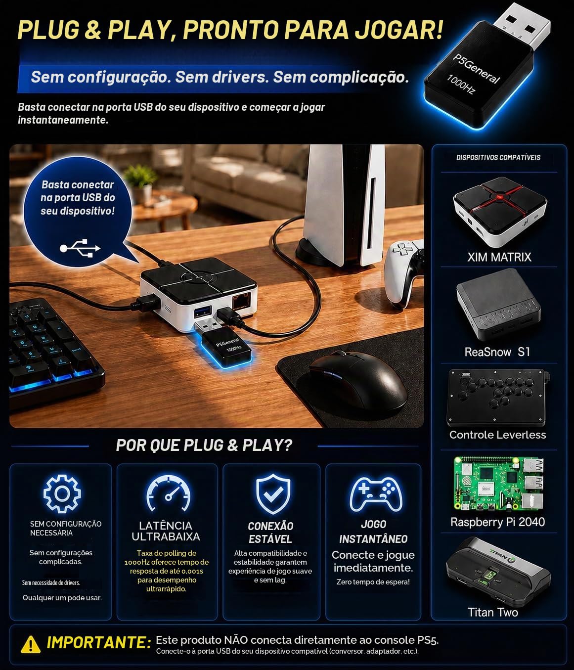 Besavior Besavior P5General Adaptador Conversor USB Emulador para