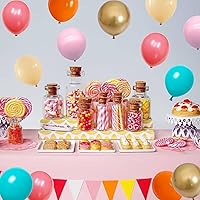 Vista 9 de Globos de color rosa, azul y naranja, 60 globos de fiesta color turquesa coral pastel, globos dorados metálicos beige nude, globo de novia