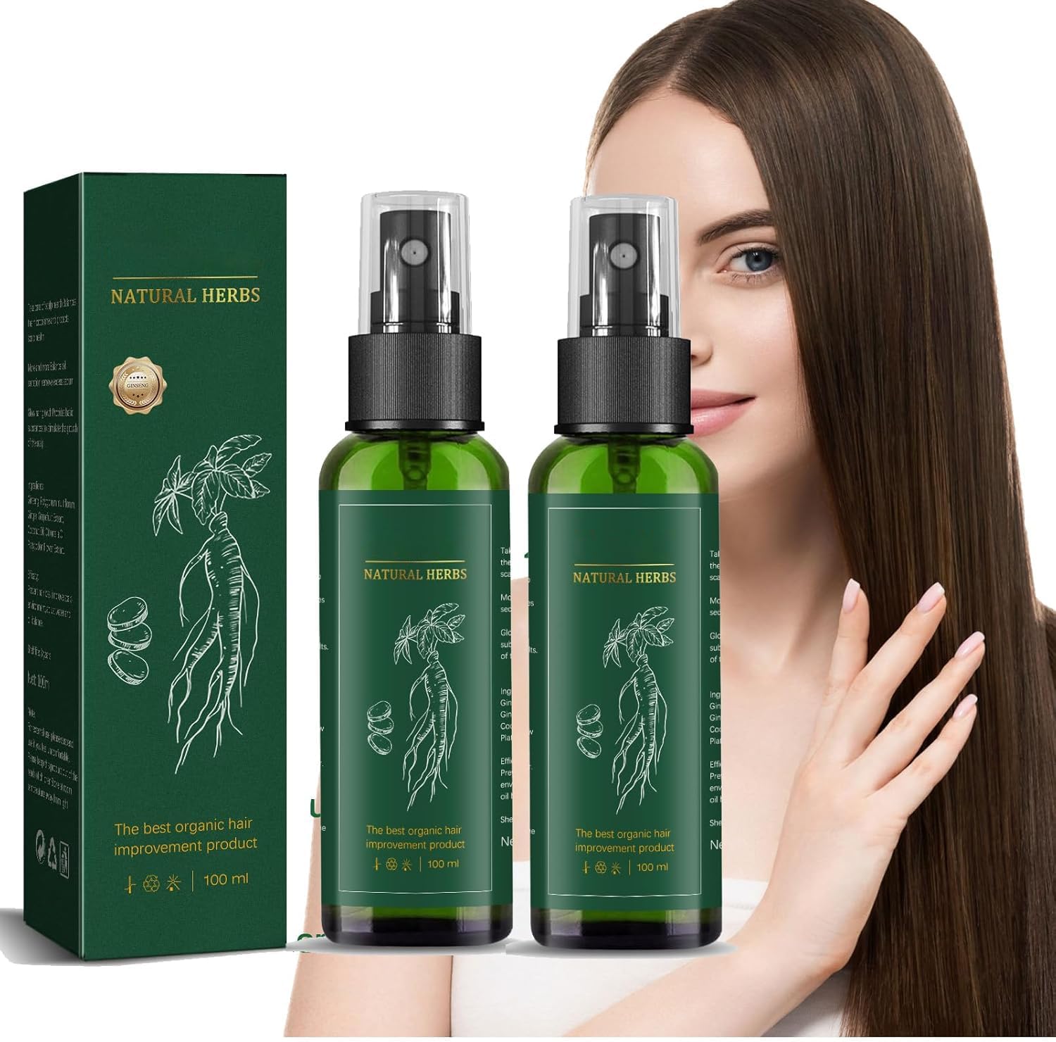Elixir Para El Crecimiento Del Cabello, Natural Herbs Ginseng Hair Tonic, Hair Growth Spray, Serum Pertumbuhan Rambut Ginseng