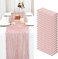 Vista 227 de Showgeous 10 Pack Baby Pink Cheesecloth Table Runner 10FT Long Semi-Sheer Gauze Table Runner Boho or Rustic Wedding Decor for Wedding Decor Arch
