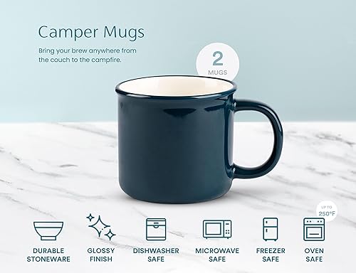 Miniatura 4 de KooK Taza de café para campamento, taza de café urbana al aire libre, cerámica, campamento casual, para fogata, té, chocolate caliente, sopa,