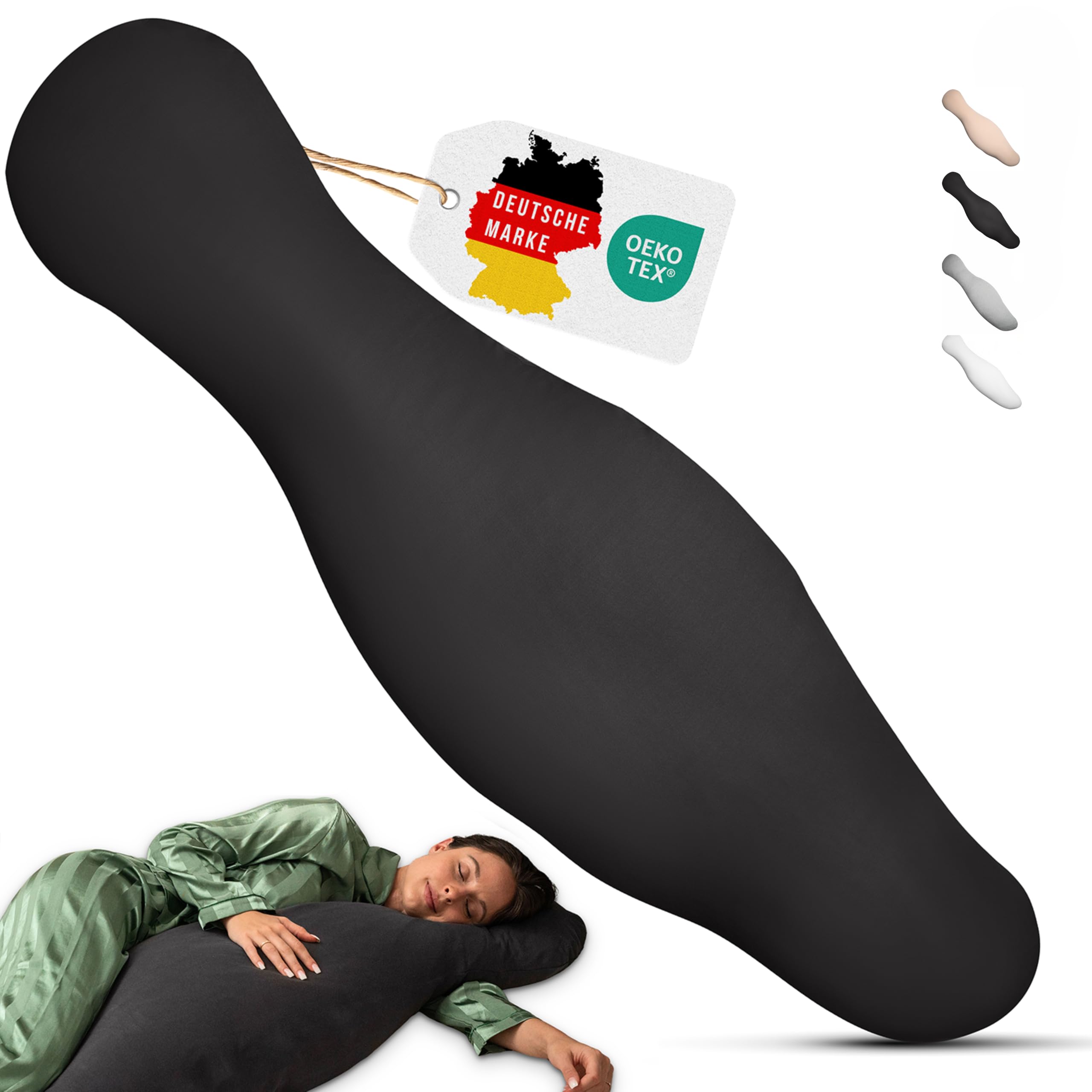 Opanoli® ergonomisches Seitenschläferkissen - entlastet Schulter, Rücken & Hüfte - individuell befüllbar - für alle Seitenschläfer & Schwangere - 100% Baumwolle, waschbar & Oeko-TEX - Kuschelkissen