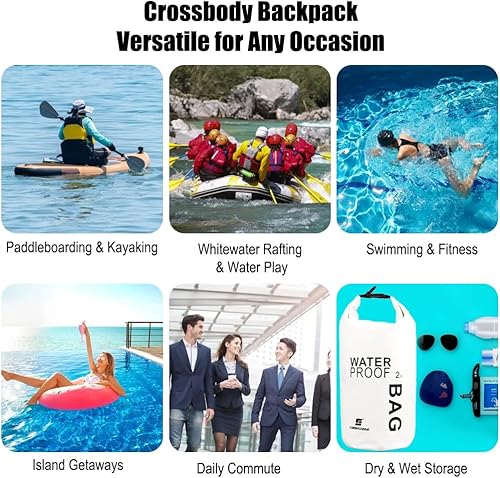 Miniatura 6 de Bolsa seca impermeable para kayak 2L pequeño impermeable seco saco para navegar (blanco)