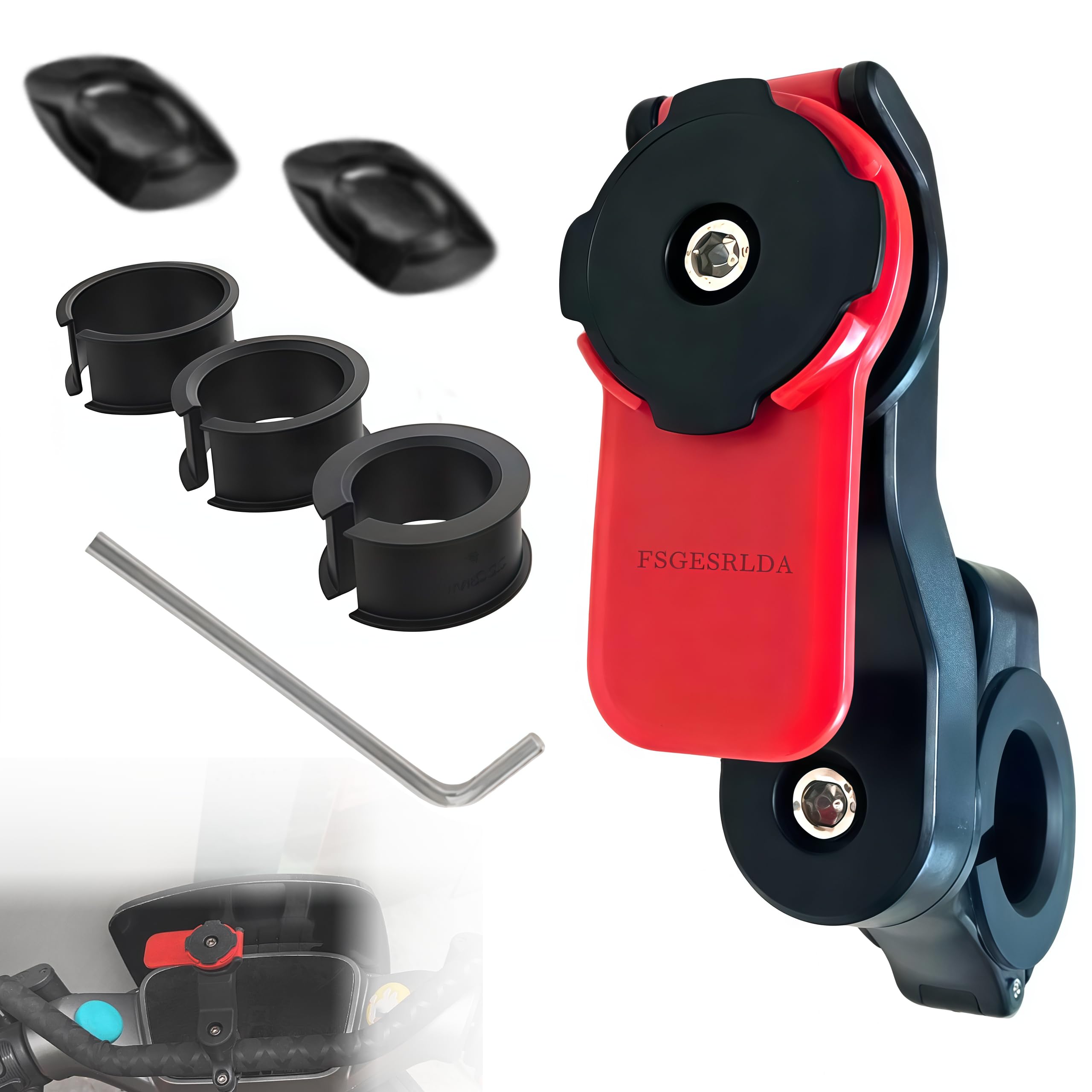 FSGESRLDA Motorcycle Phone Mount, Motorcycle Handlebar Mount,Bike Phone Holder for Bicycle,Smartphones Holder Strong Material 360° Rotating, Suitable