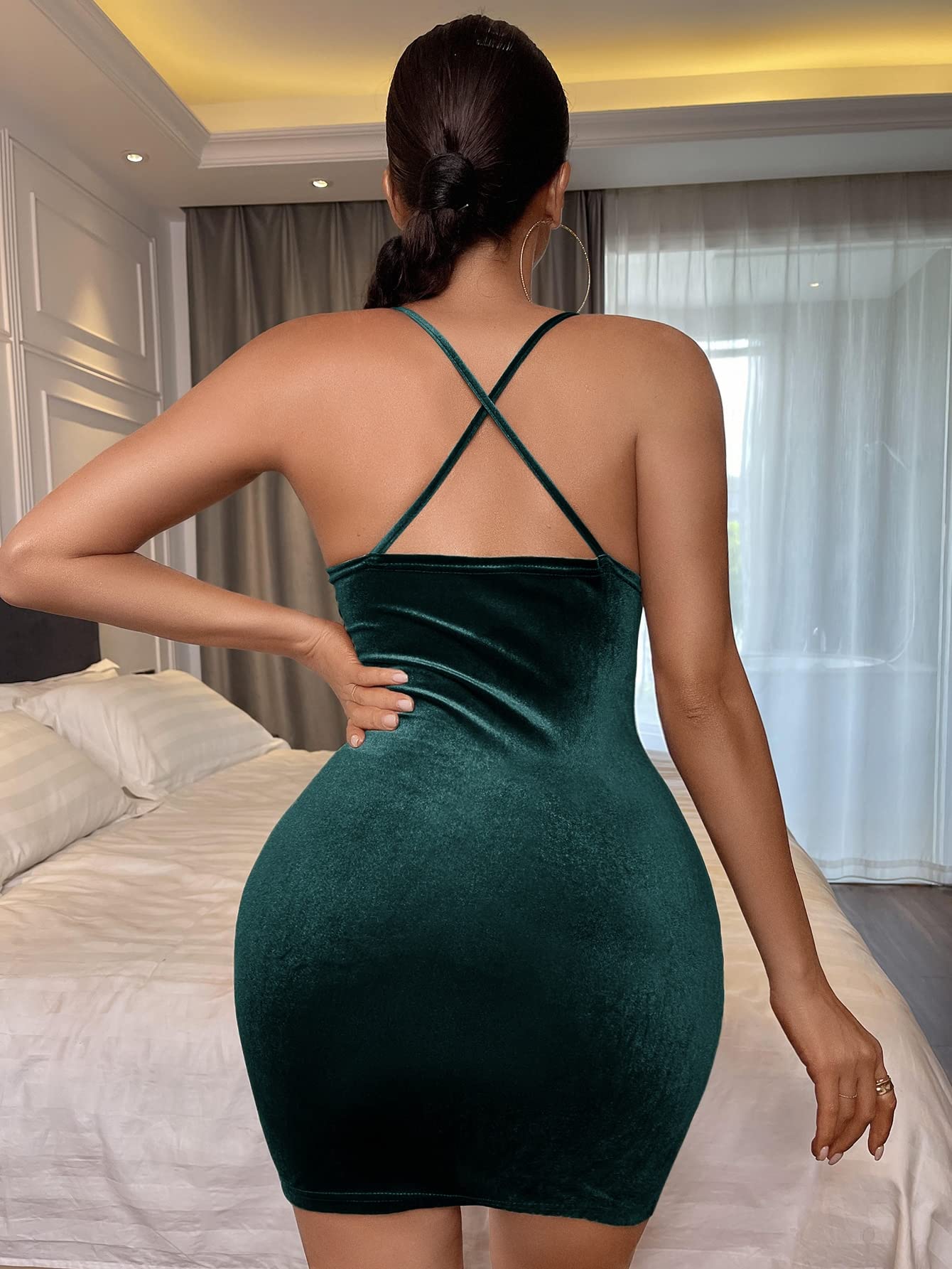 Amazon.com: Neeno Women's Dresses Crisscross Back Velvet Bodycon Dress Dress  for Women(Red Violet,X-Small) : Clothing, Shoes & Jewelry