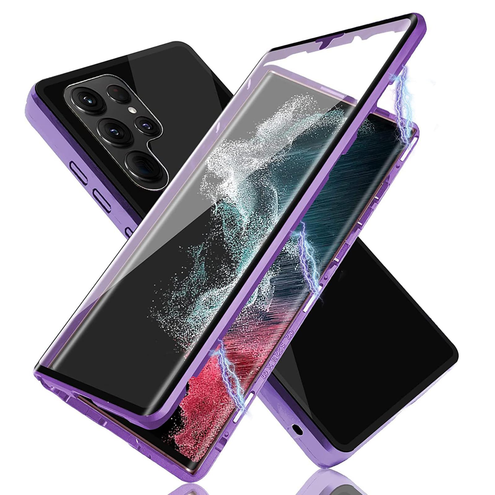 Etui do Samsung Galaxy S25 Ultra/S25 Plus/S25, ultracienkie etui ochronne na całą obudowę, adsorpcja magnetyczna, metalowe, odporne na wstrząsy, fioletowe, S25plus