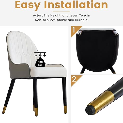 Miniatura 2 de Modern Dining Chairs Set of 2, PU Sponge-Filled Upholstered Chairs with Solid Wood Metal Legs, Kitchen Table & Seating Chair Sets for Dining Room,