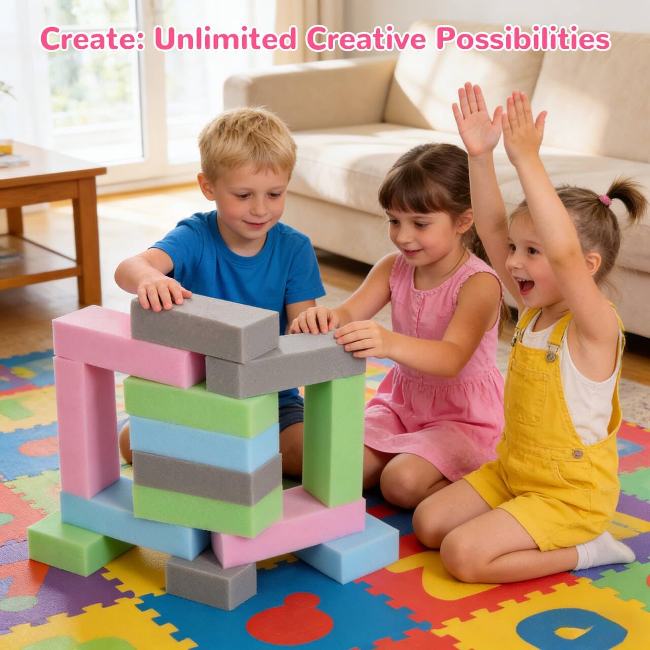 Colorful Foam Climbing Blocks - 8" x 4" x 2" Soft, Stackable Gymnastics Blocks for Safe Play, Foam Pit Cubes & Indoor Parkour for Parkour Equipment, Protective Foam Bricks - 24PCS